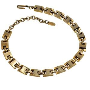 Retro Jaycraft Geometric Choker Pale Gold Tone Modernist Necklace Vintage 1960s